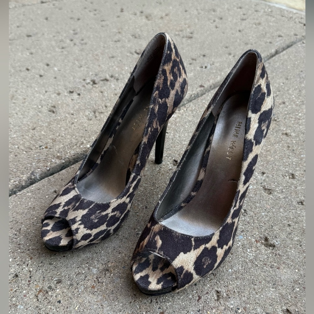 Anne Klein Animal Print Peep Toe Heels